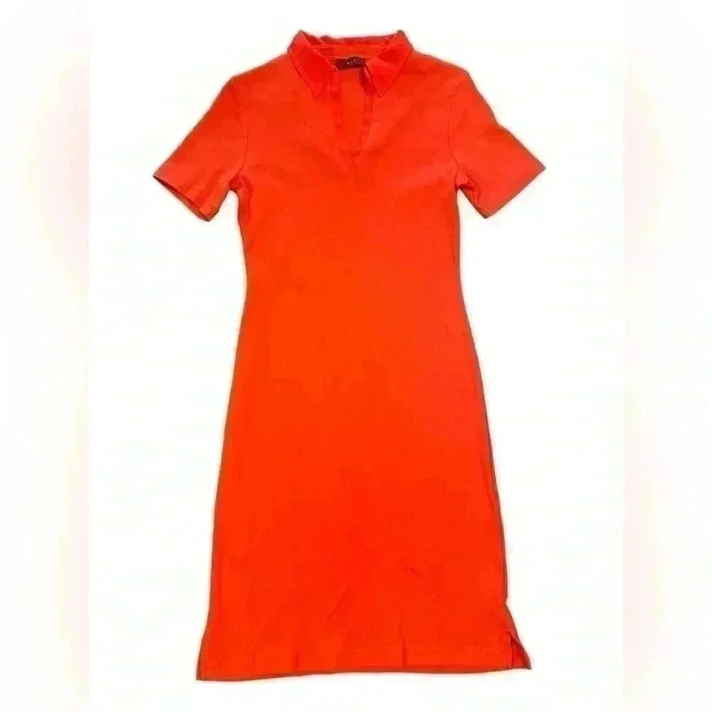 Oui Red Orange Polo Dress Size Small
